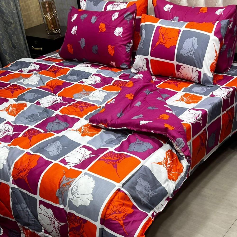 6 Pcs Cotton Salonica Printed Razai Set
