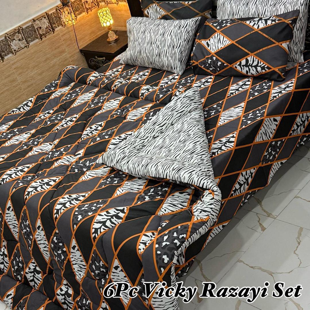 6 Pcs Cotton Salonica Printed Razai Set