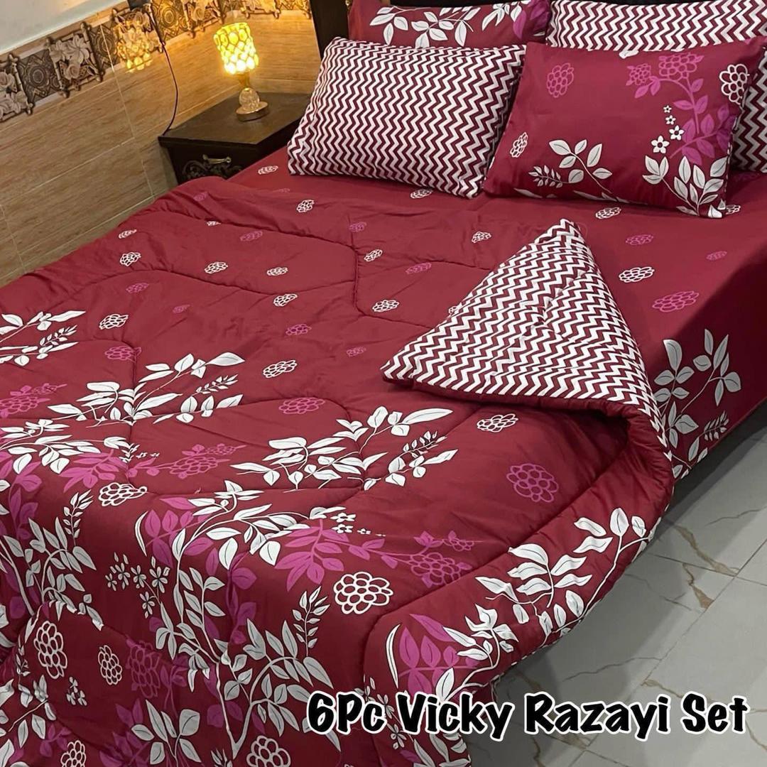 6 Pcs Cotton Salonica Printed Razai Set