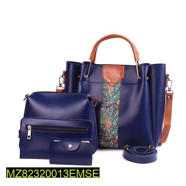 4 Pcs Women's PU Leather Plain Shoulder Bag 