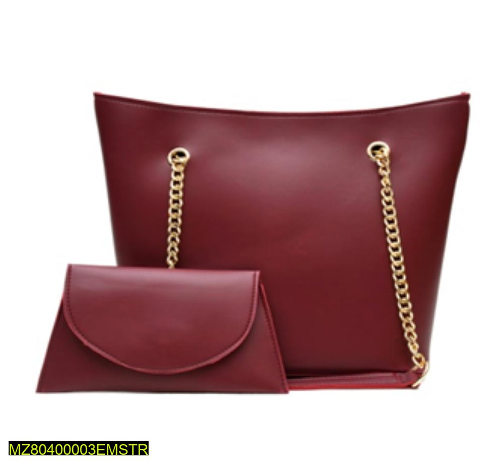 Women's PU Leather Plain Tote Handbag