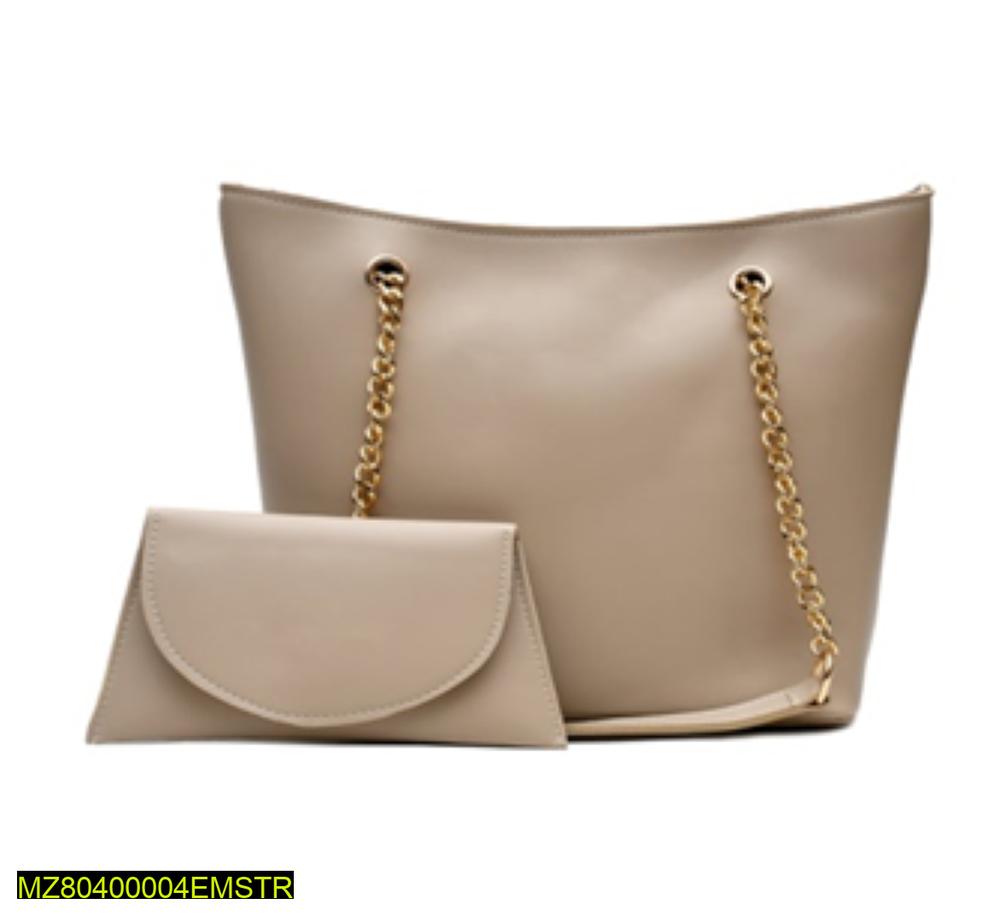 Women's PU Leather Plain Tote Handbag