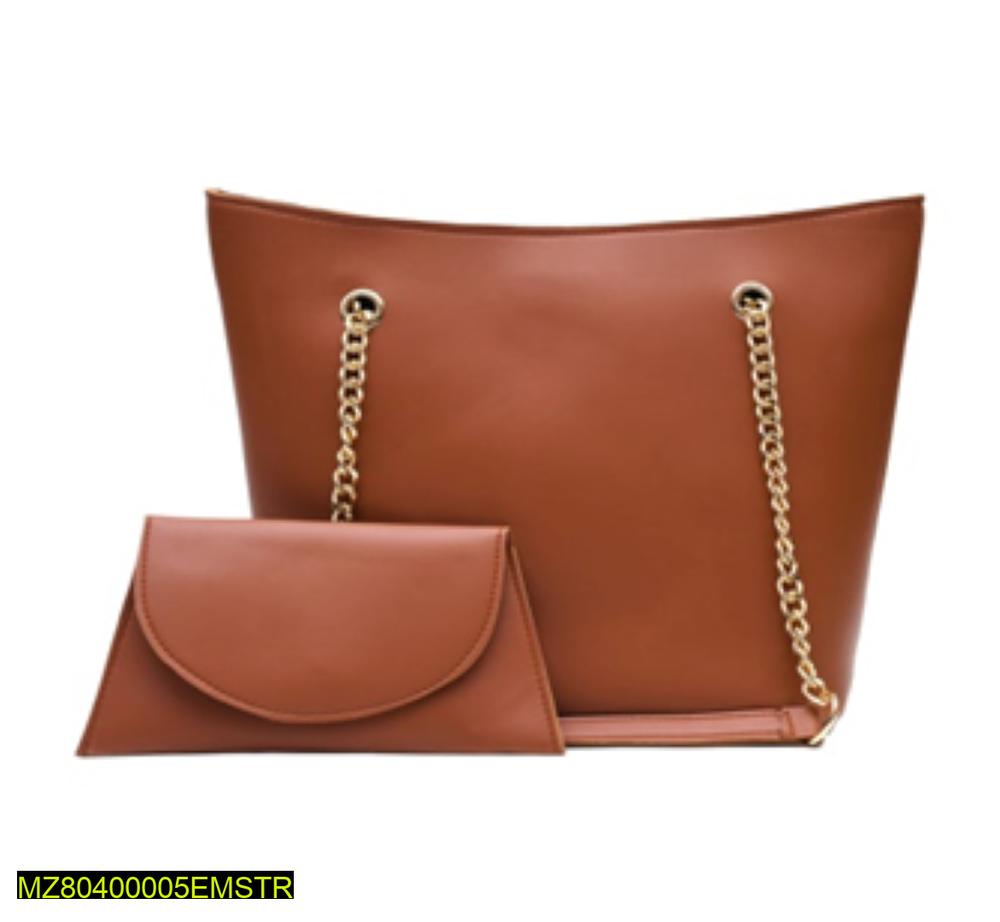 Women's PU Leather Plain Tote Handbag