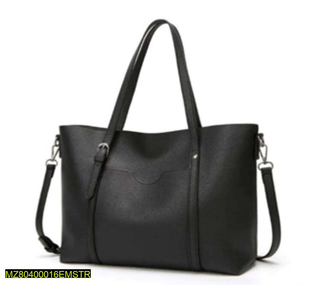 Women's PU Leather Plain Top Handle Tote Handbag