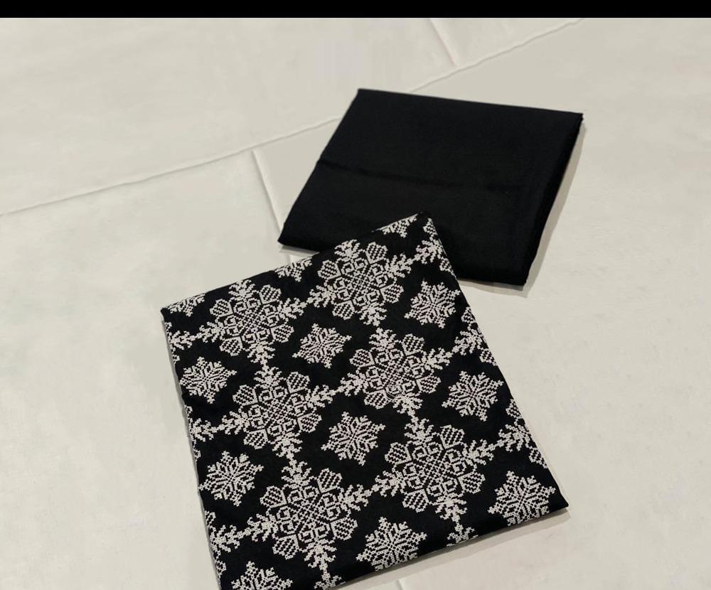 Women's Stunning Intermix Suit Set with Embroidered Design - 2 Pcs