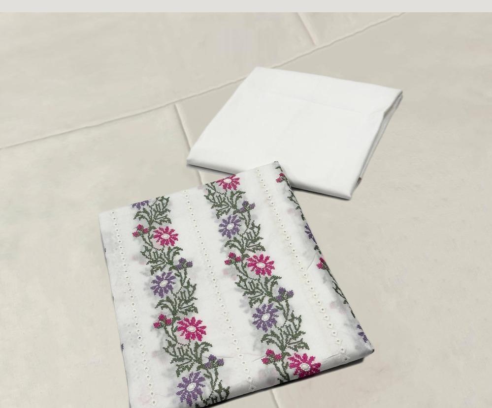 Women's Stunning Intermix Suit Set with Embroidered Design - 2 Pcs