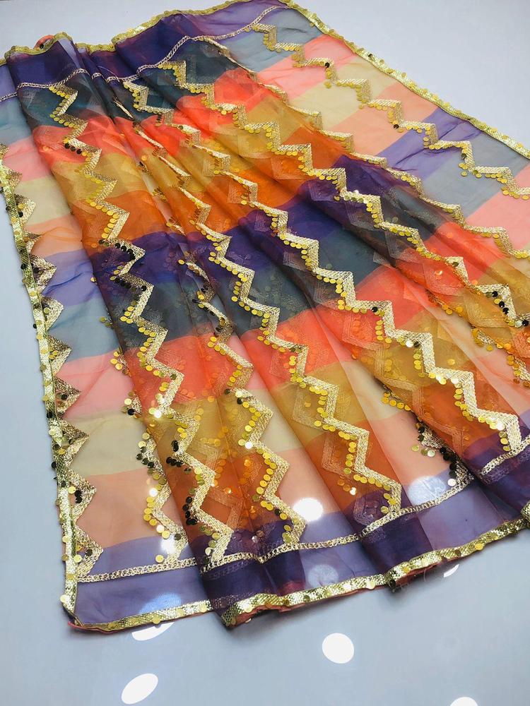 1 Pc Women's Stitched Organza Embroidered Dupatta