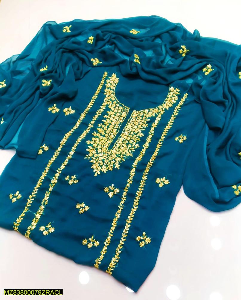 2 Pcs Women's Unstitched Chiffon Gotta Work Suit