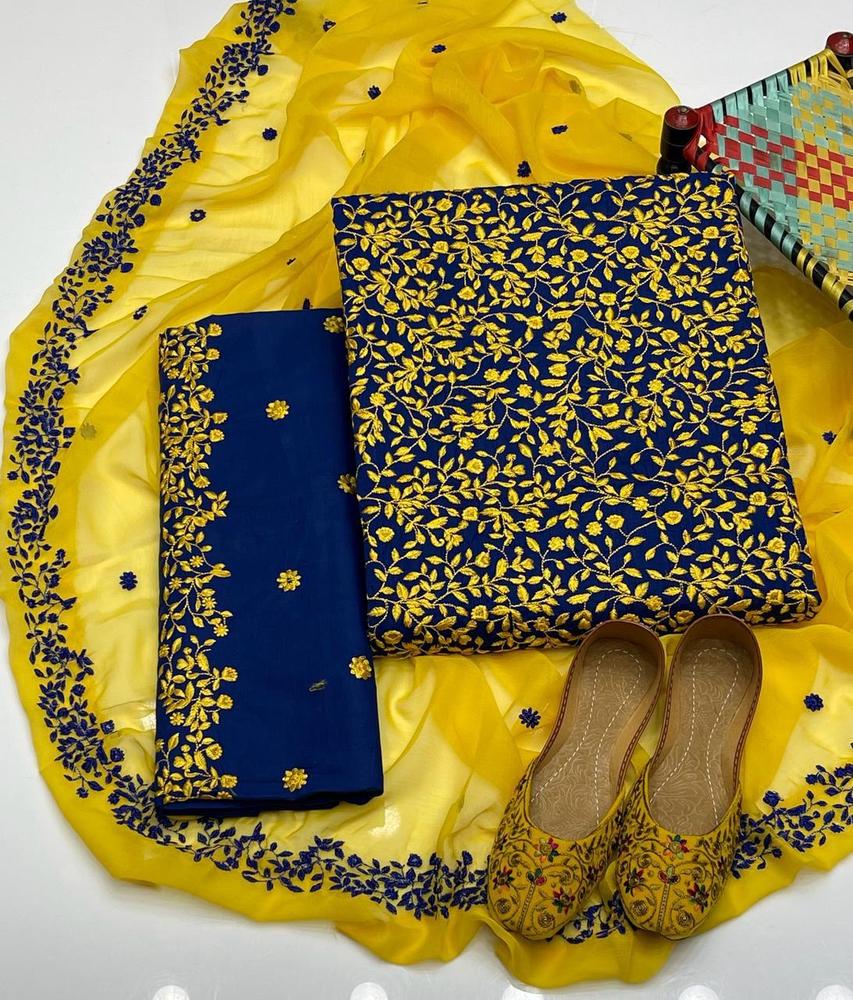 3 Pcs Women's Unstitched Breeze Cotton Embroidered Suit