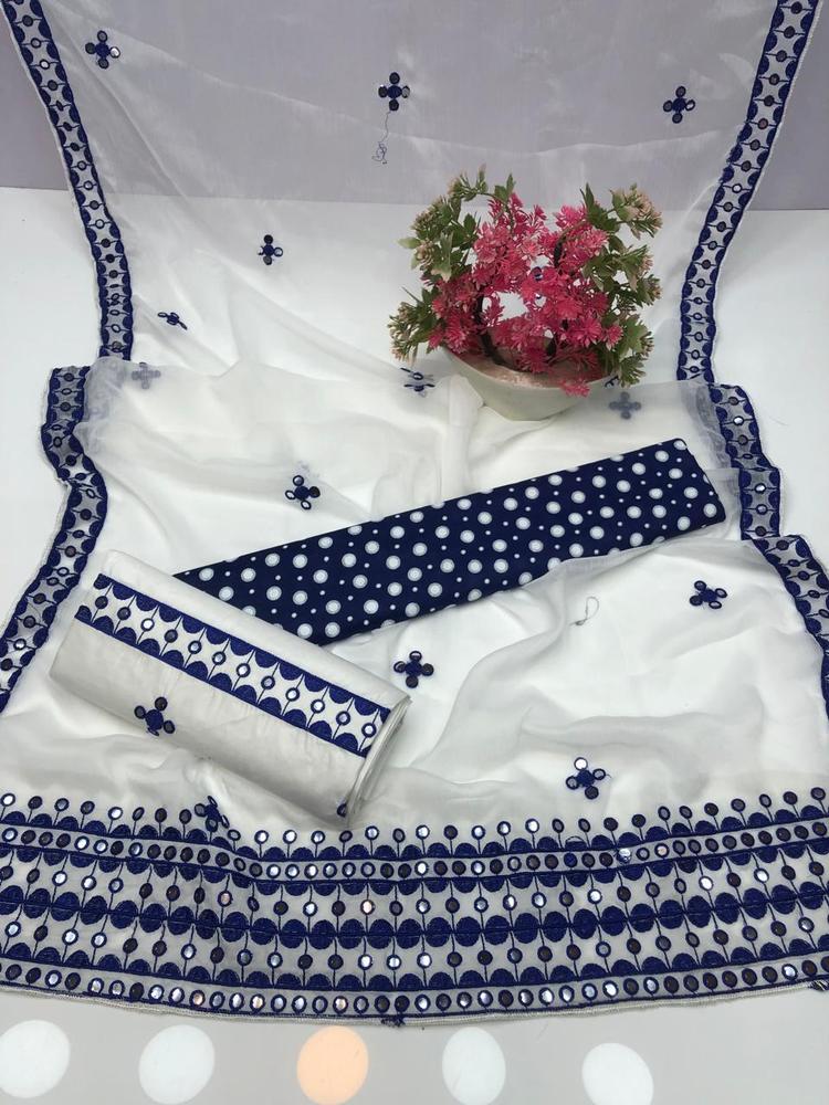 3 Pcs Women's Unstitched Cotton Embroidered Suit