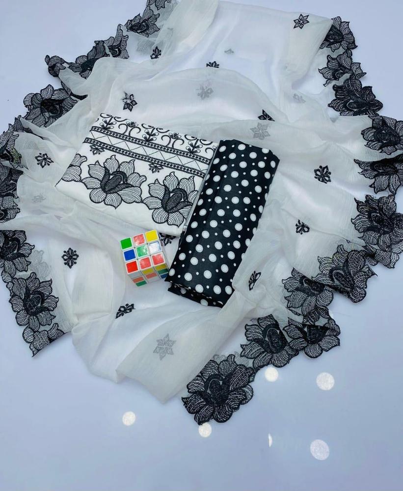 3 Pcs Women's Unstitched Cotton Lawn Printed Suit