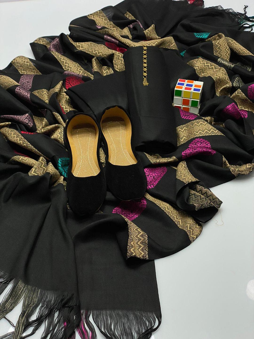 4 Pcs Women's Unstitched Sussi Plain Suit