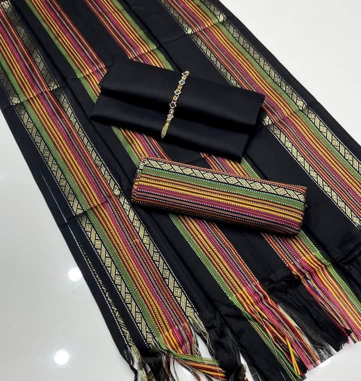 3 Pcs Women's Unstitched Banarsi Zari Tilla Suit