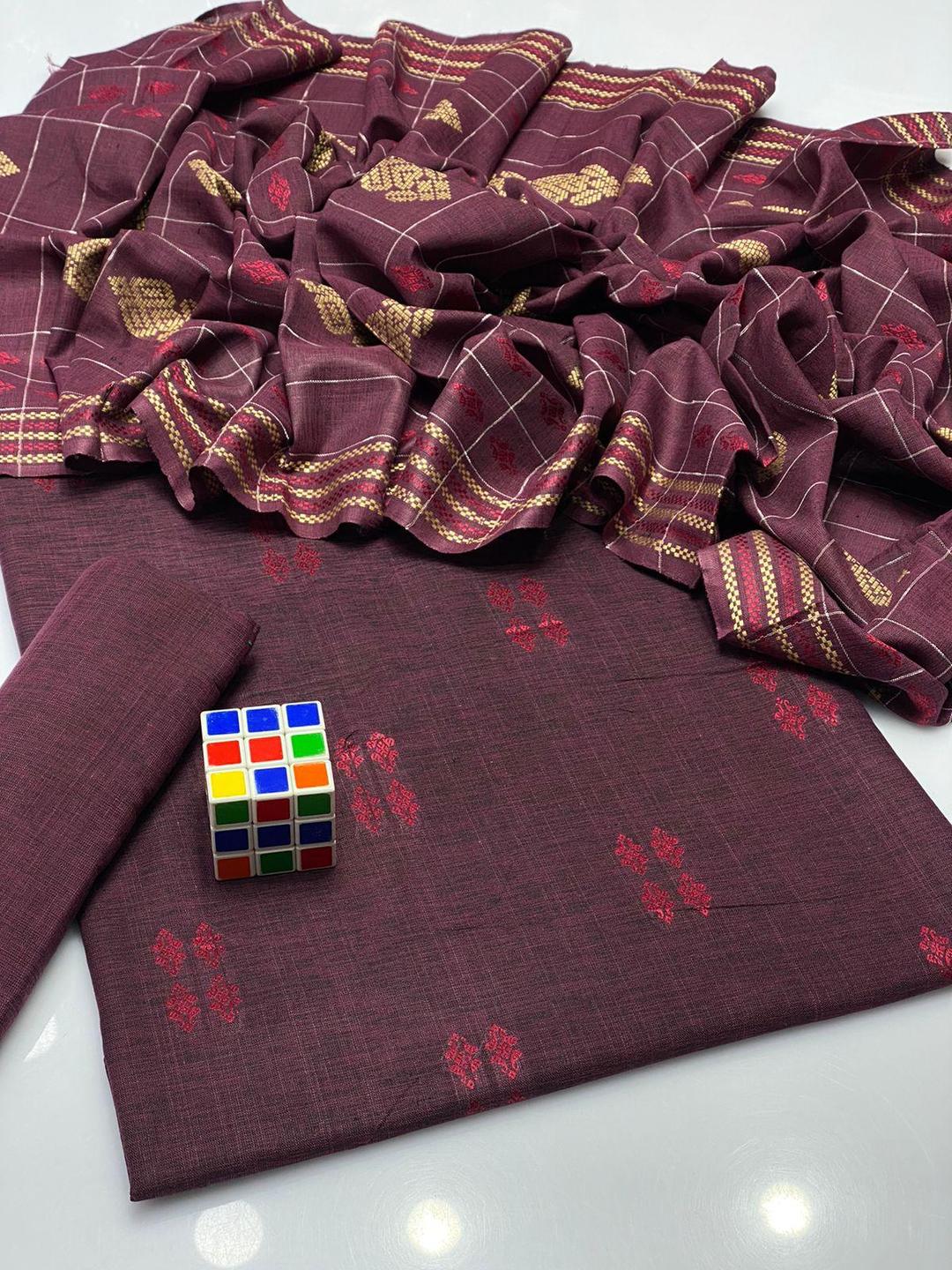 3 Pcs Women's Unstitched Khaddar Zari Tilla Suit