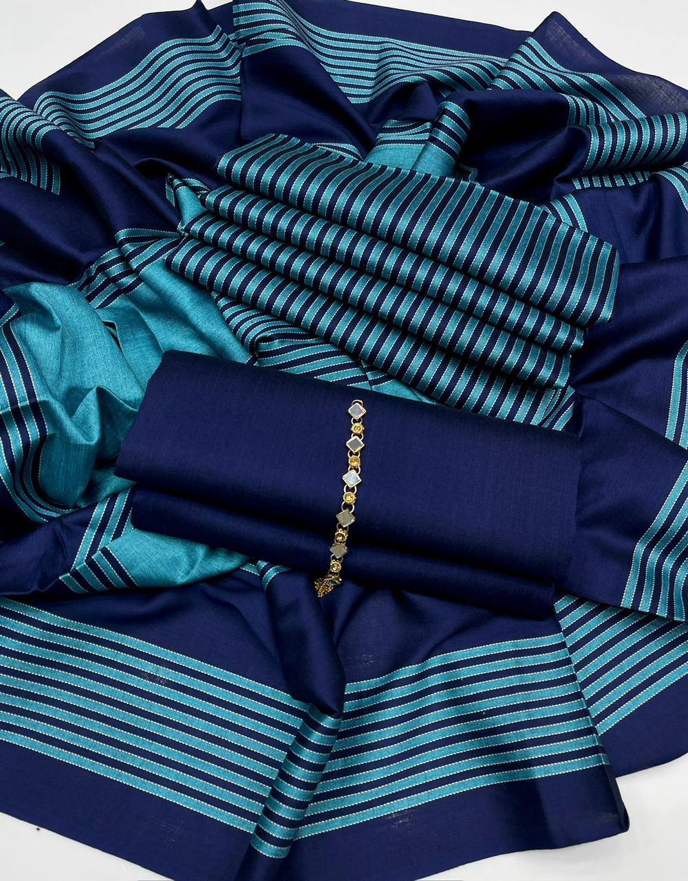 3 Pcs Women's Unstitched Sussi Plain Suit