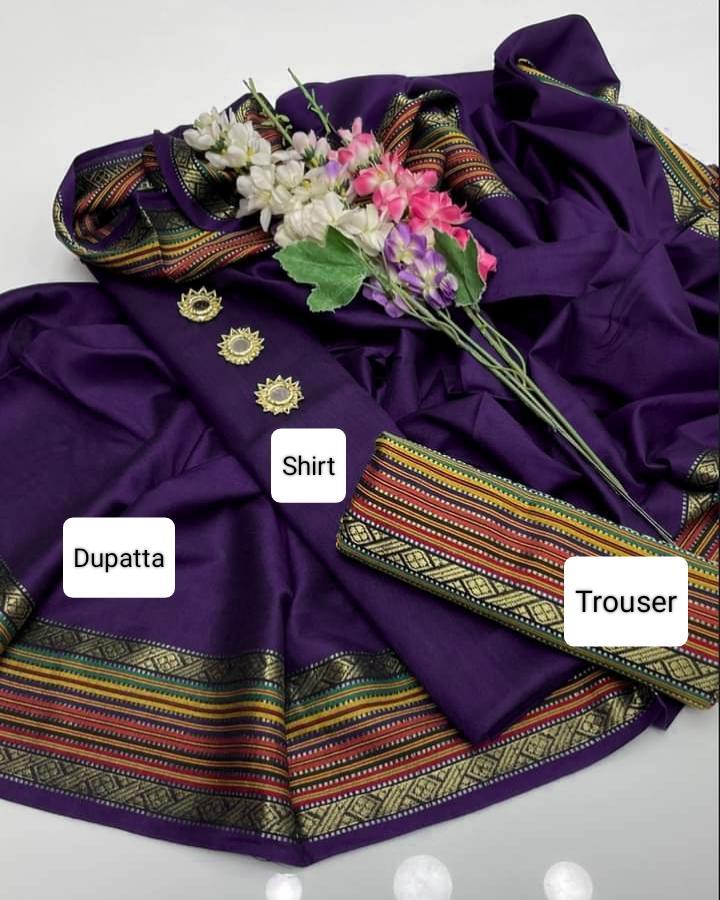 3 Pcs Women's Unstitched Banarsi Plain Suit