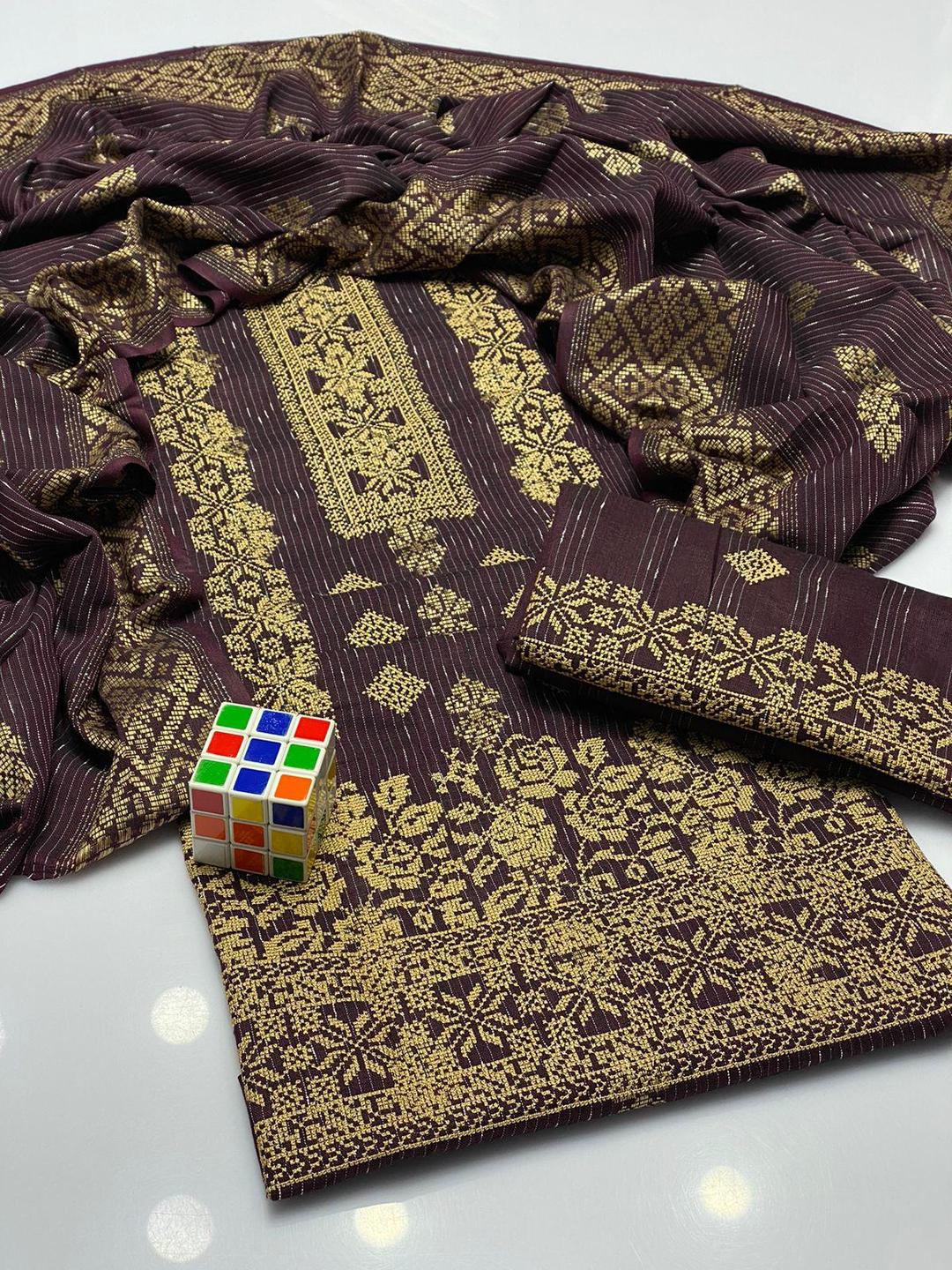 3 Pcs Women's Unstitched Khaddar Embroidered Suit