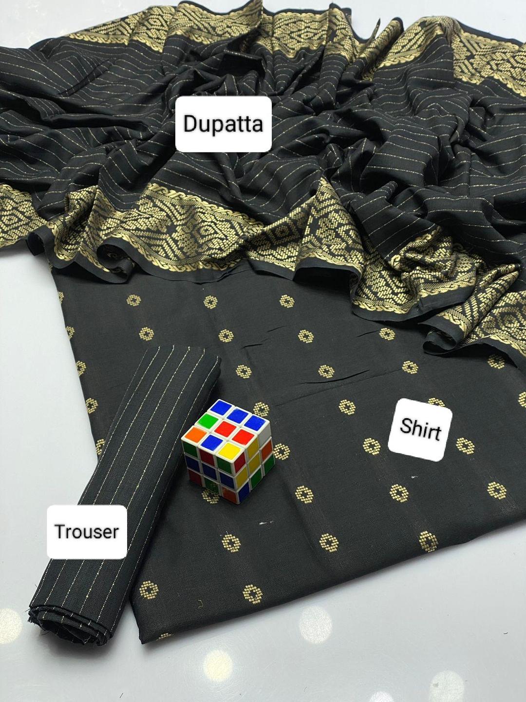 3 Pcs Women's Unstitched Khaddar Zari Tilla Suit