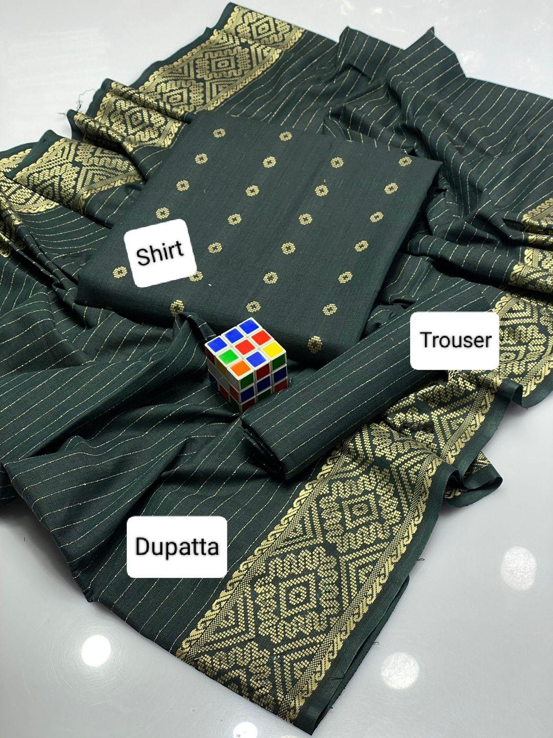 3 Pcs Women's Unstitched Khaddar Zari Tilla Suit