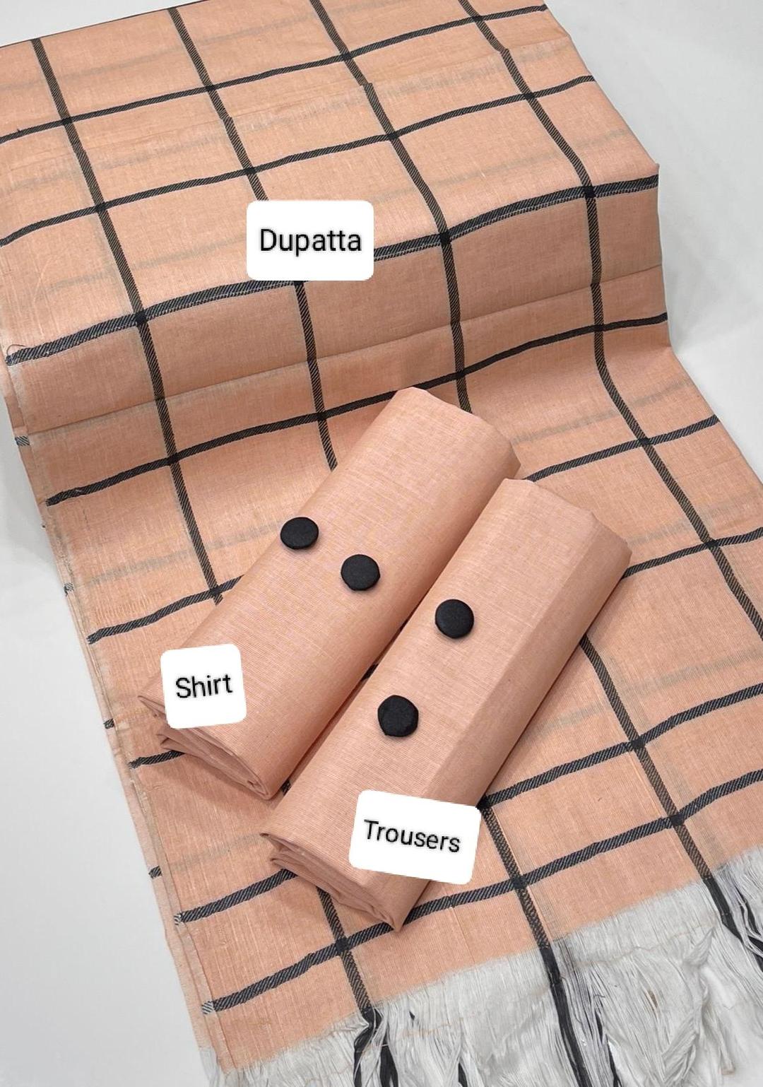 3 Pcs Women's Unstitched Polo Cotton Plain Suit