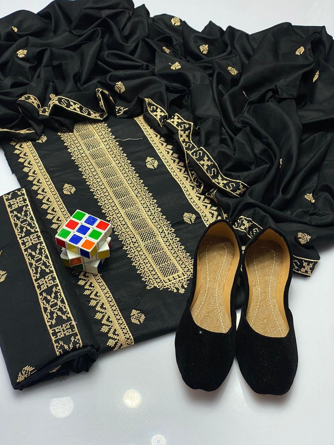 3 Pcs Women's Unstitched Linen Embroidered Suit