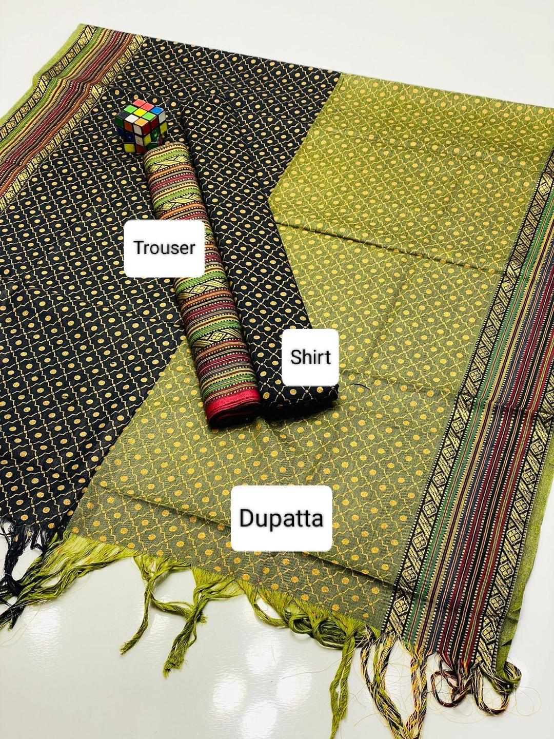 3 Pcs Women's Unstitched Khaddar 3-D Block Printed Suit