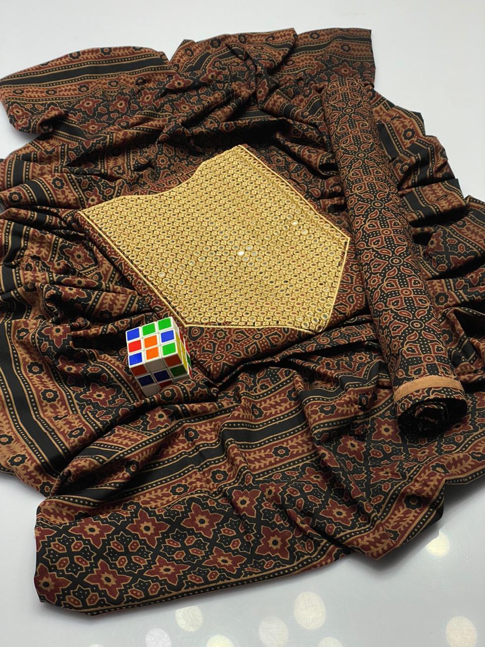 3 Pcs Women's Unstitched Cotton Jacquard Sequins Embroidered Suit