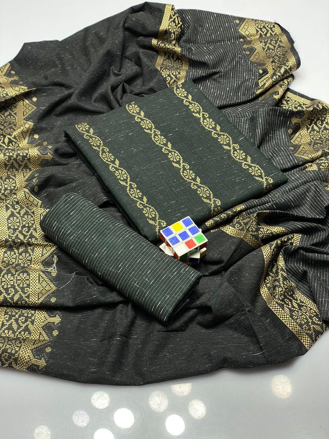 3 Pcs Women's Unstitched Khaadi Zari Tilla Embroidered Suit