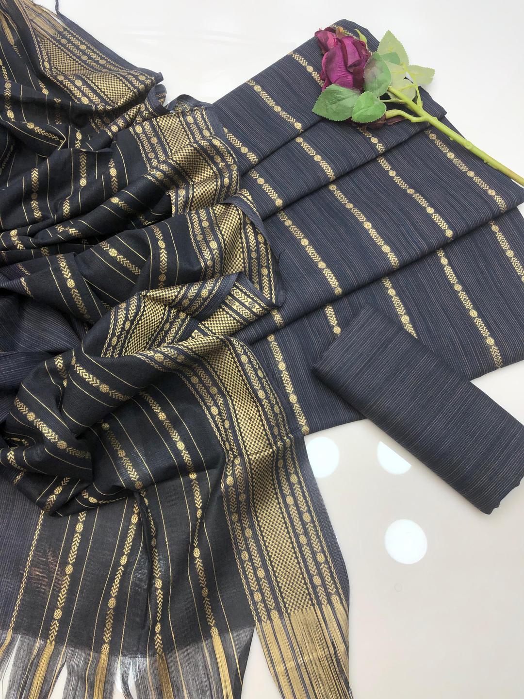 3 Pcs Women's Unstitched Printed Embroidered Suit