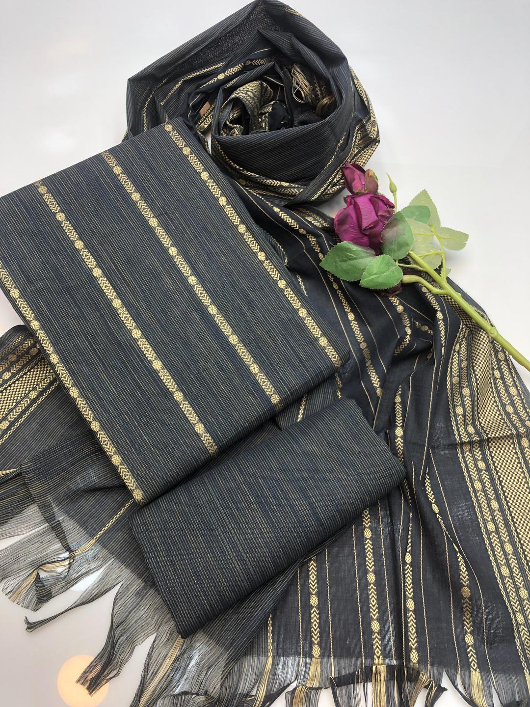 3 Pcs Women's Unstitched Printed Embroidered Suit