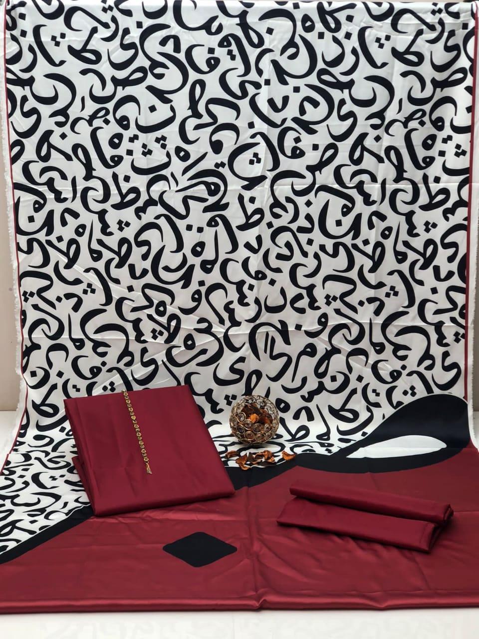 3 Pcs Women's Unstitched Plain Suit