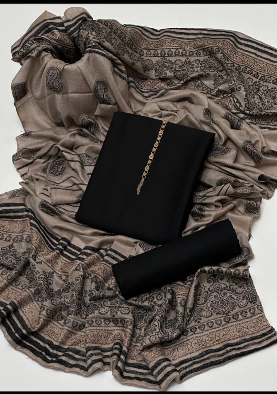 3 Pcs Women's Unstitched Plain Suit