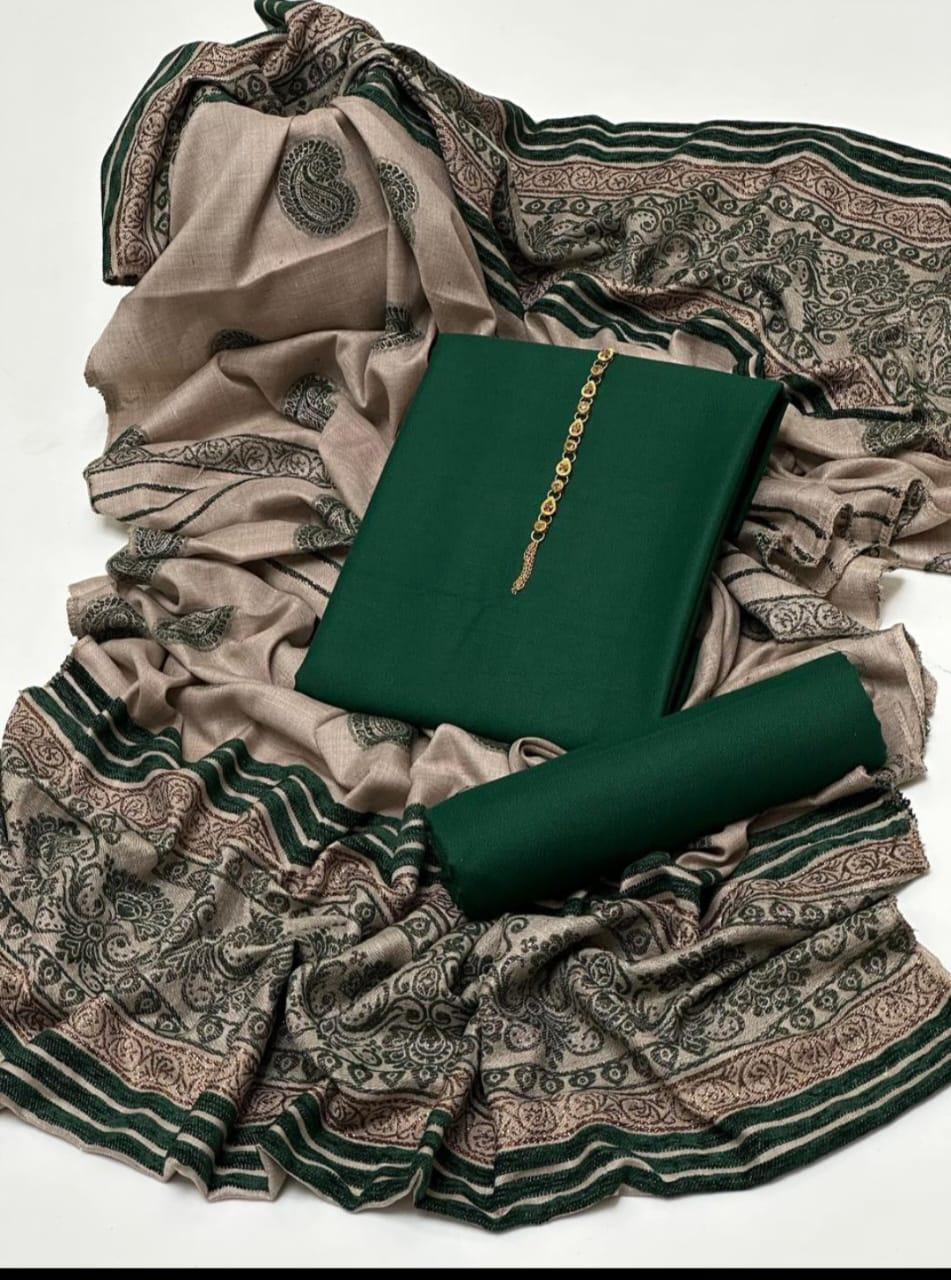 3 Pcs Women's Unstitched Plain Suit