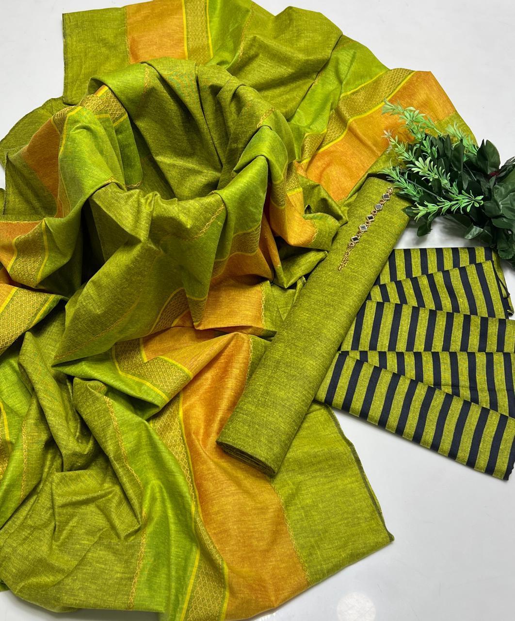 3 Pcs Women's Unstitched Plain Suit