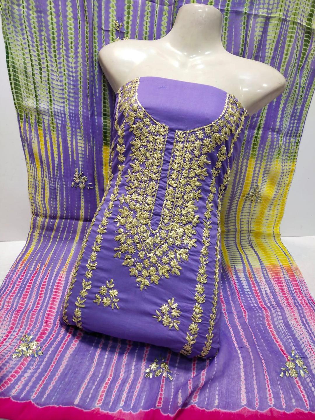 3 Pcs Women's Unstitched Gota Work Suit