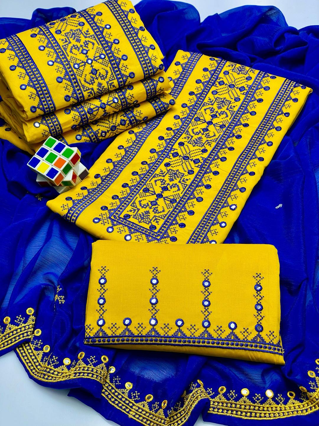 3 Pcs Women's Unstitched Embroidered Suit