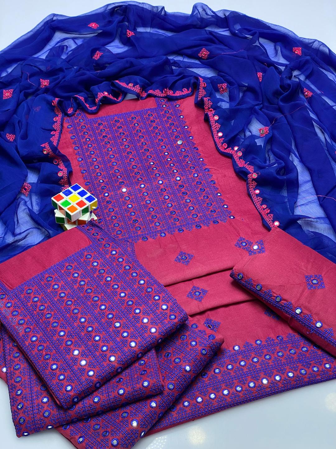 3 Pcs Women's Unstitched Embroidered Suit