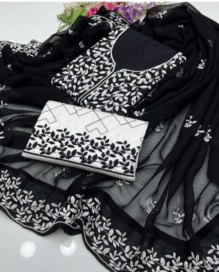 3 Pcs Women's Unstitched Embroidered Suit