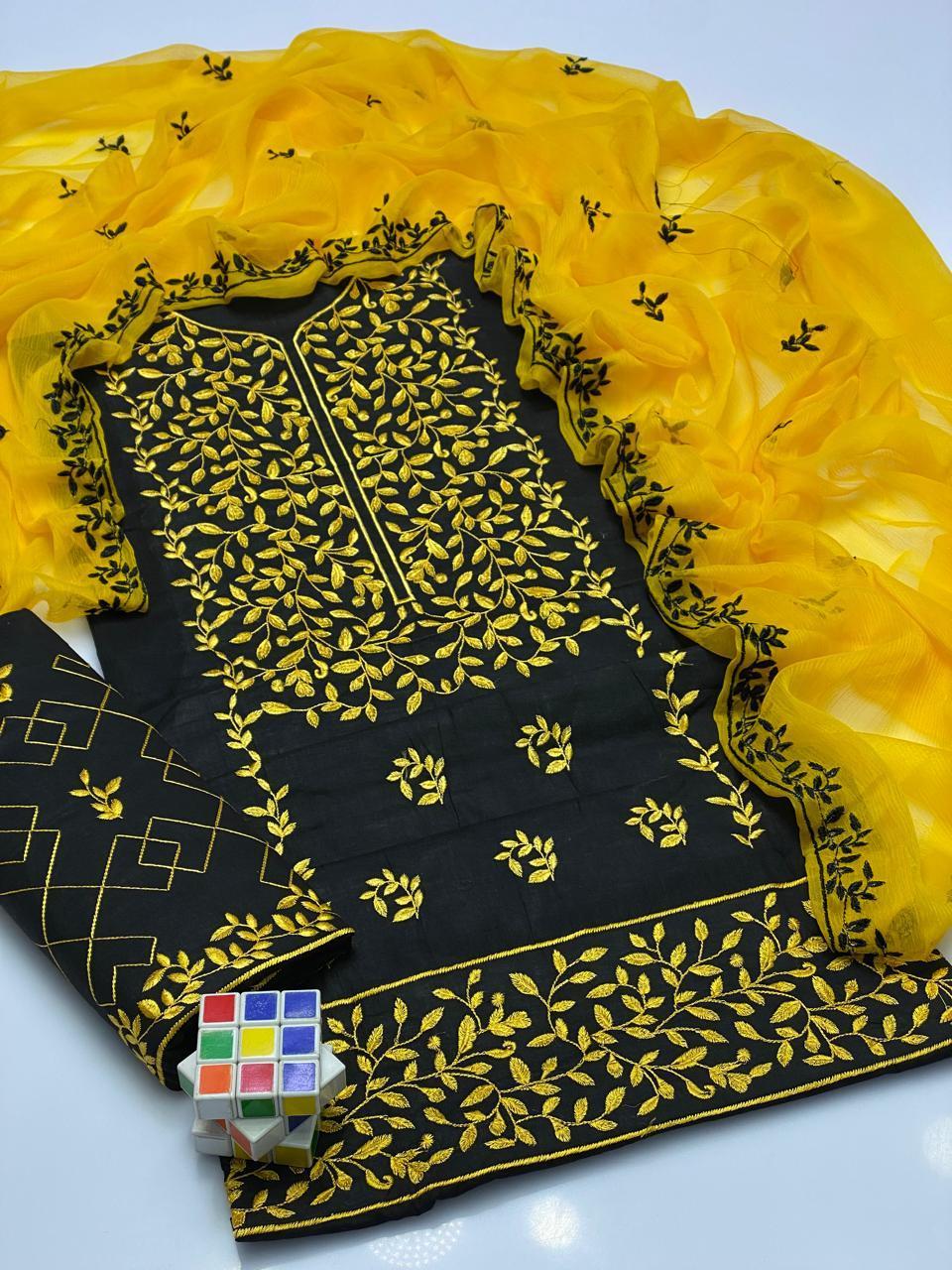 3 Pcs Women's Unstitched Embroidered Suit