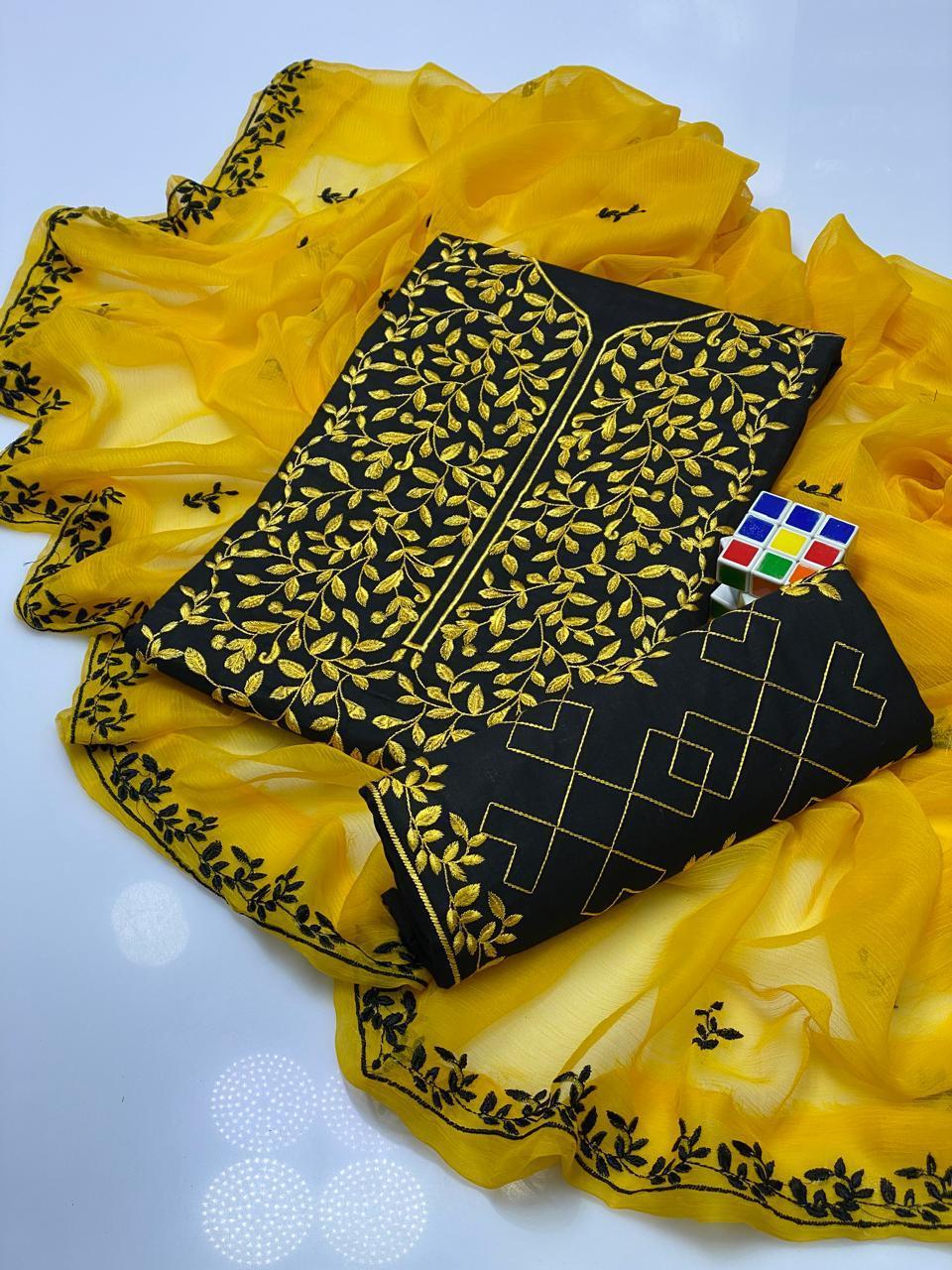 3 Pcs Women's Unstitched Embroidered Suit