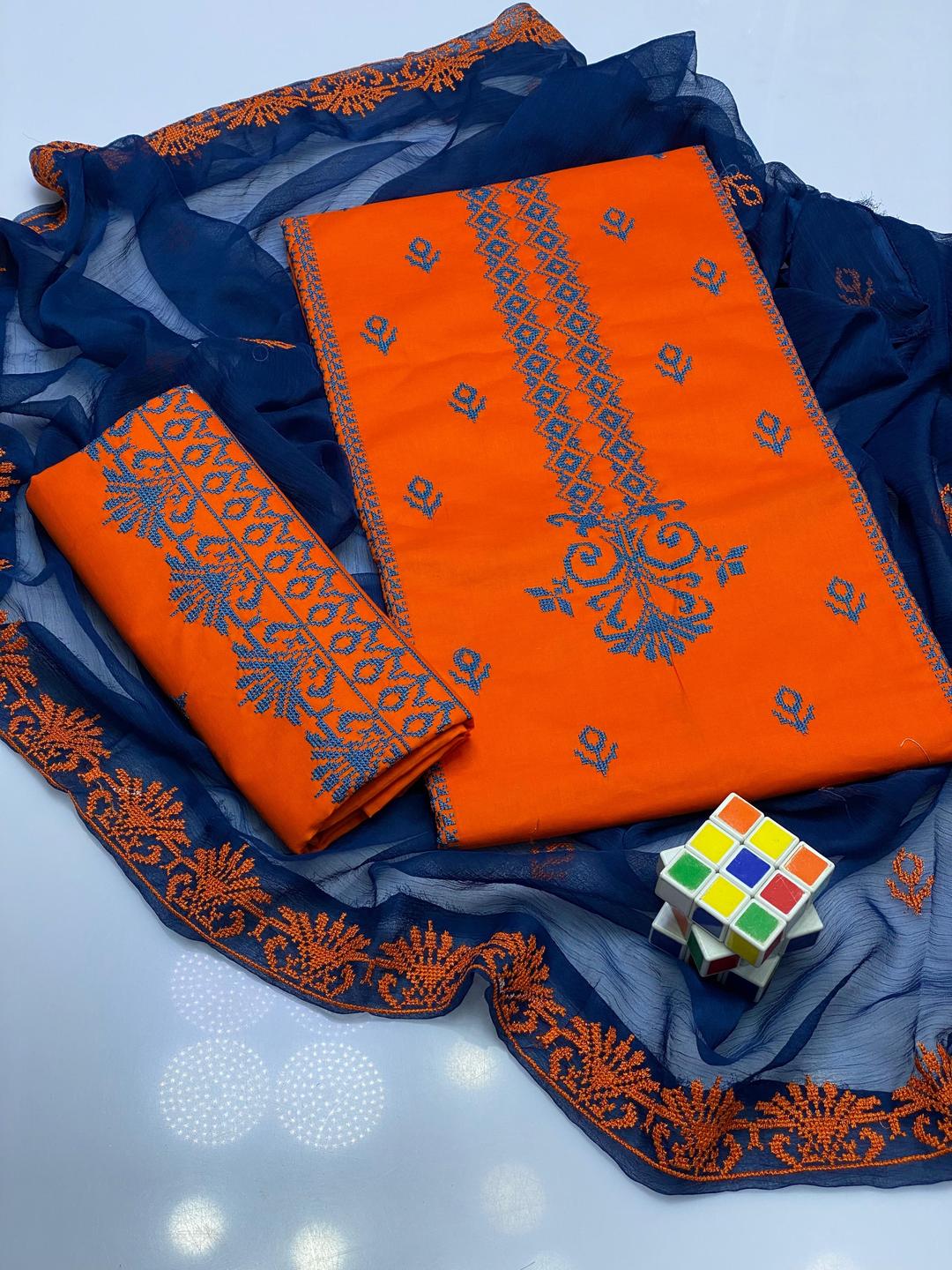 3 Pcs Women's Unstitched Embroidered Suit