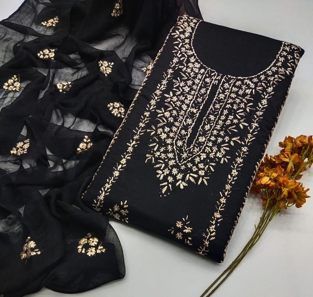 3 Pcs Women's Unstitched Gota Work Suit