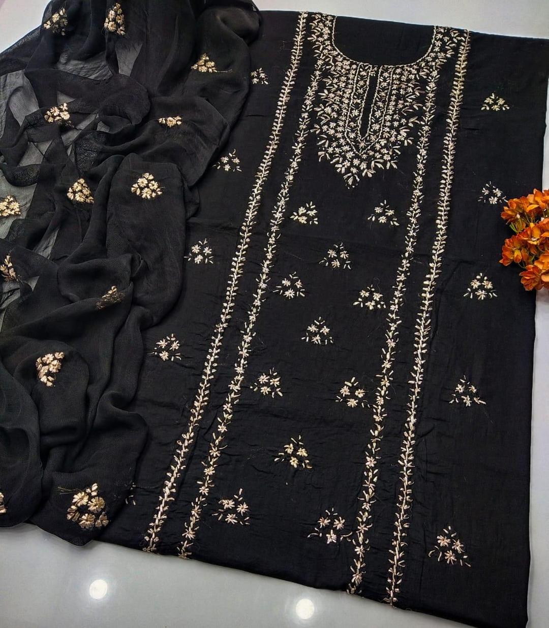 3 Pcs Women's Unstitched Gota Work Suit