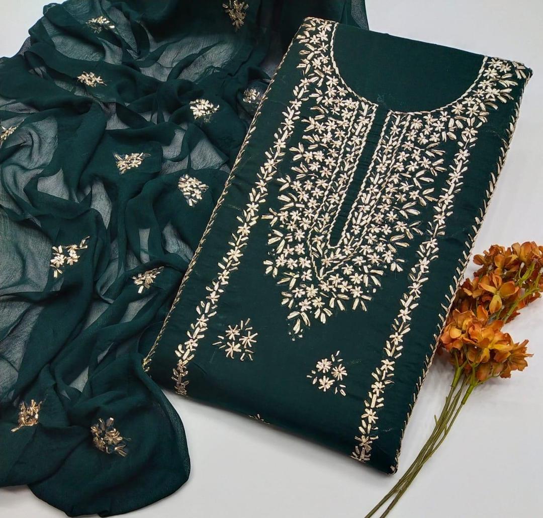 3 Pcs Women's Unstitched Gota Work Suit