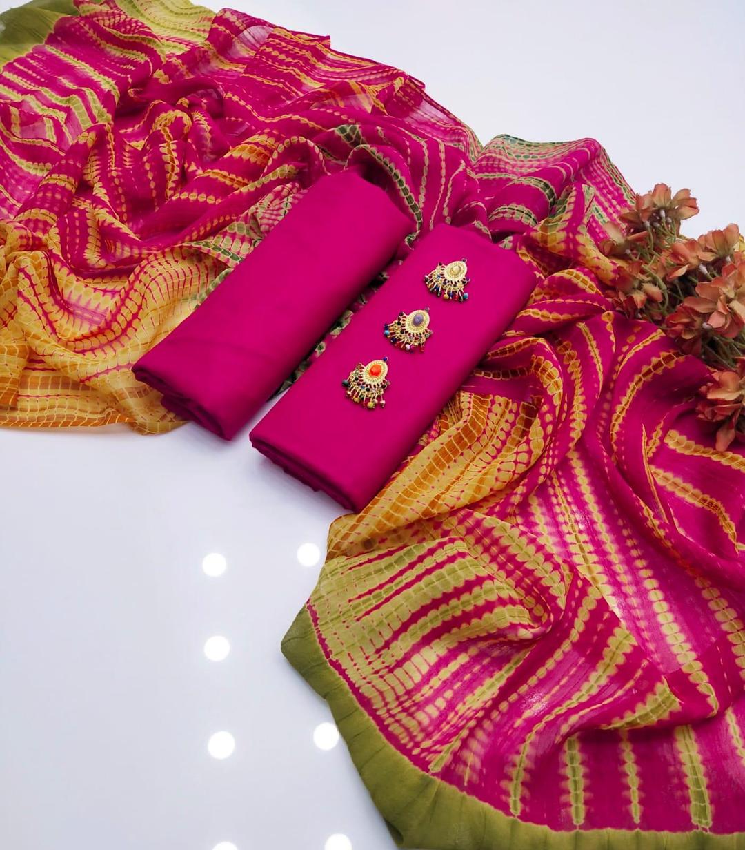 3 Pcs Women's Unstitched Plain Suit