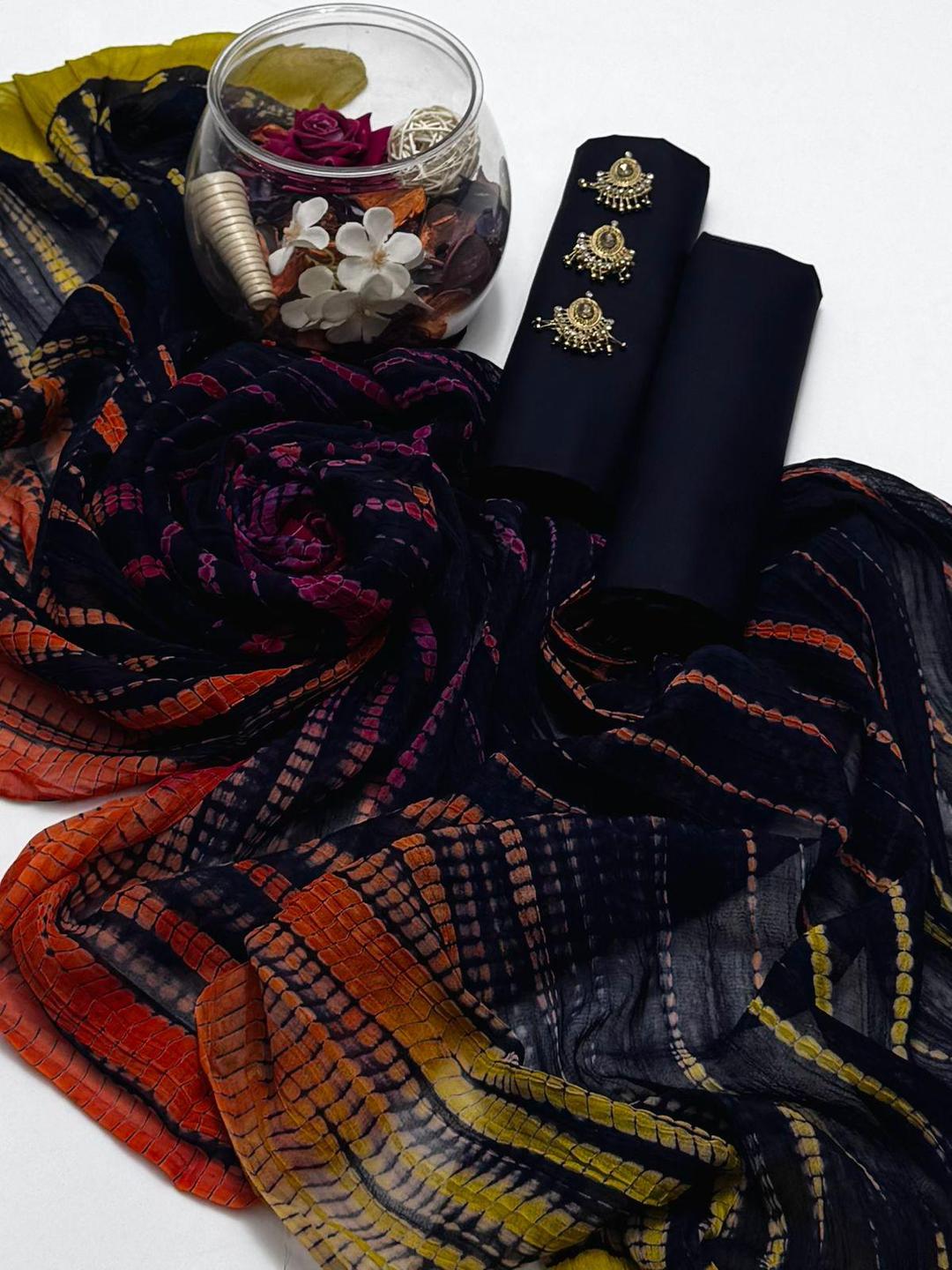 3 Pcs Women's Unstitched Plain Suit