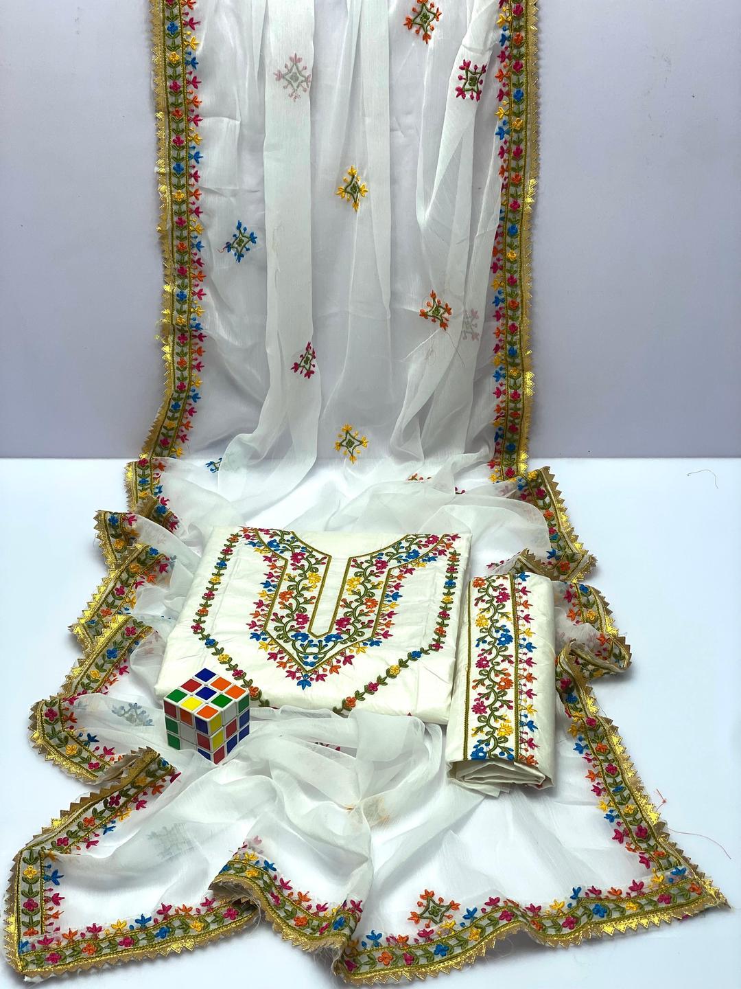 3 Pcs Women's Unstitched Embroidered Suit