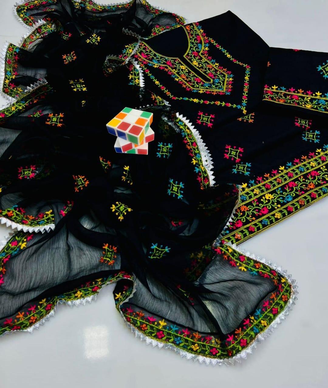 3 Pcs Women's Unstitched Embroidered Suit