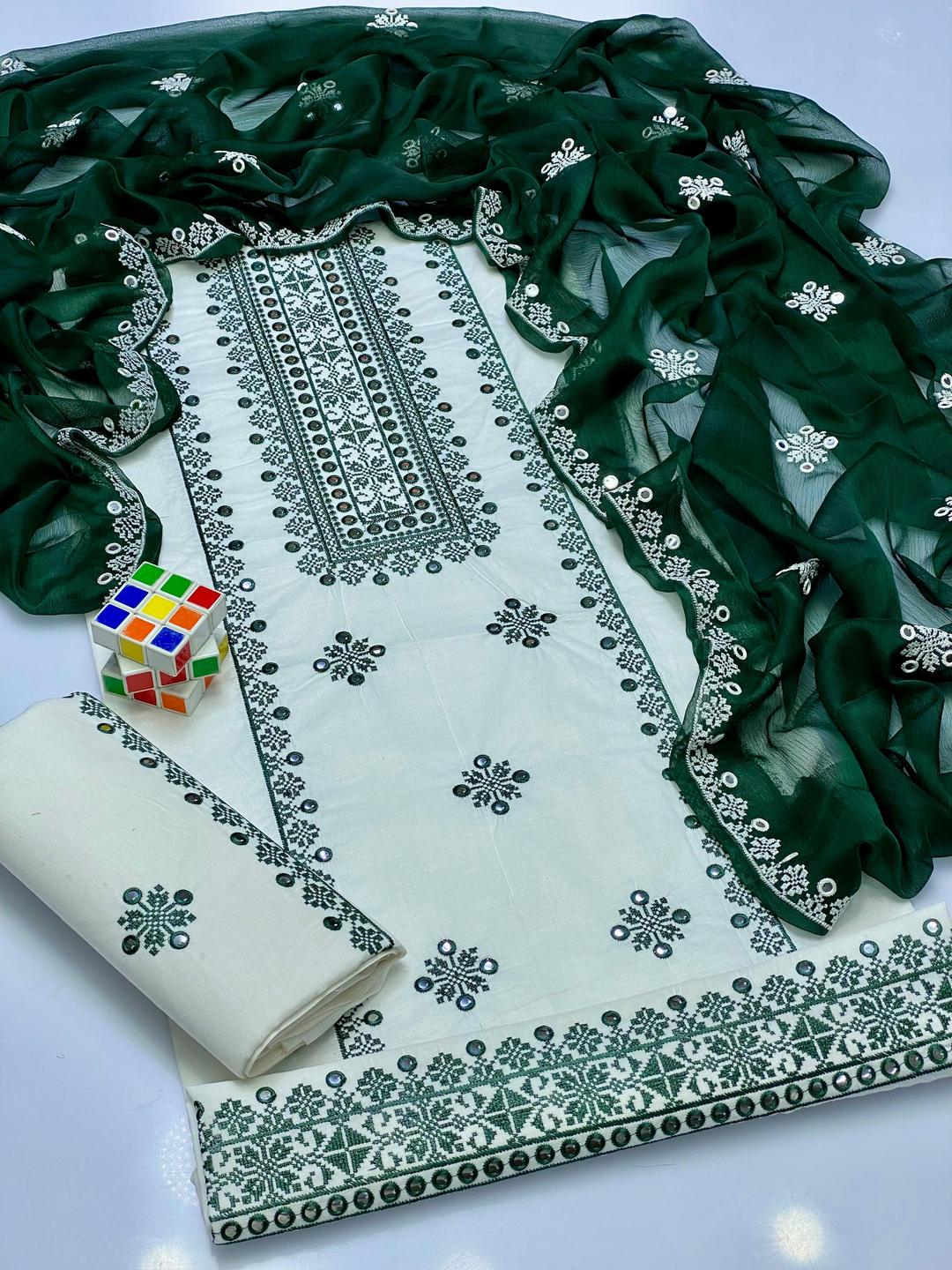 3 Pcs Women's Unstitched Embroidered Suit