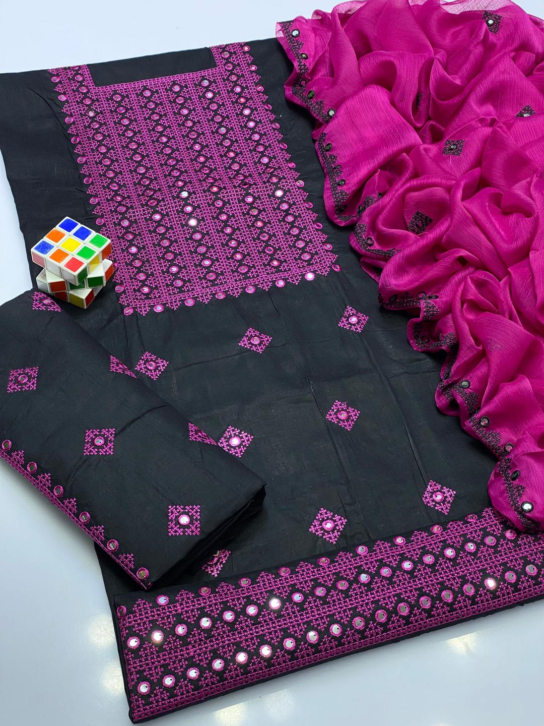 3 Pcs Women's Unstitched Embroidered Suit